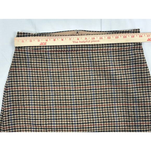 J.Crew Factory Wool-Blend Lined Mini Skirt Houndstooth Brown Size 10 Preppy - Picture 4 of 9